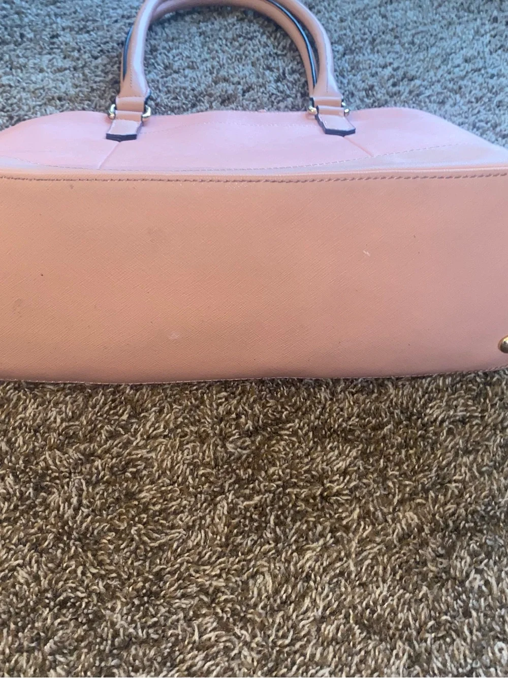 Tignanello Blush Pink Dome Satchel Shoulder Handbag Purse Gold Tone Large Zip